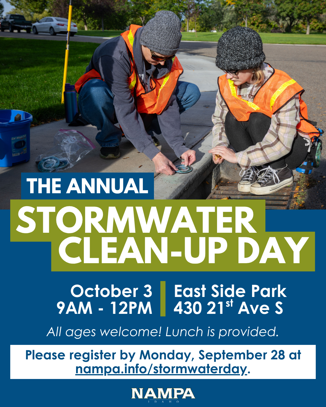 Stormwater Clean-Up Day Oct 3 9am-noon, East Side Park