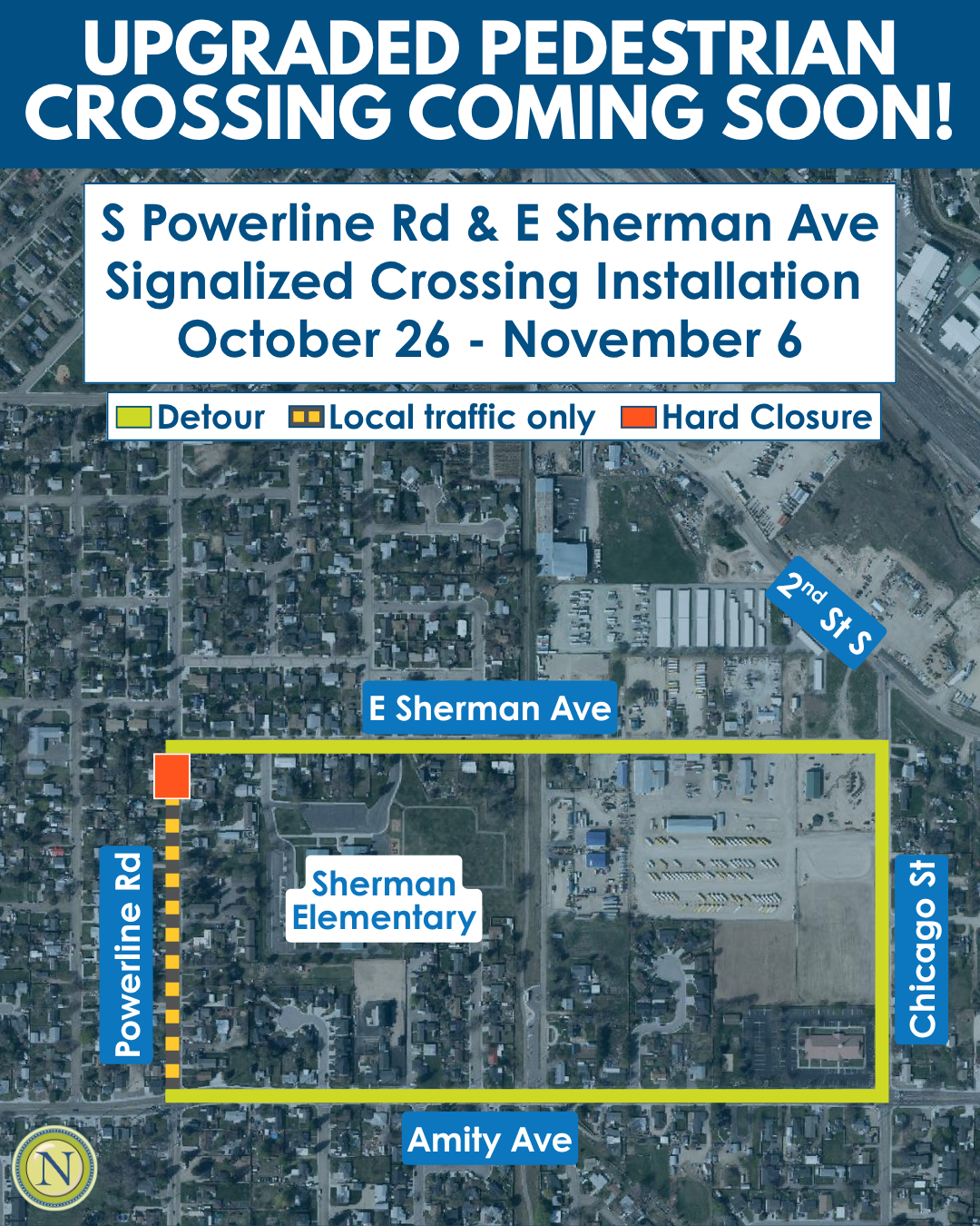 upgraded pedestrian crossing improvements coming near Sherman Elementary