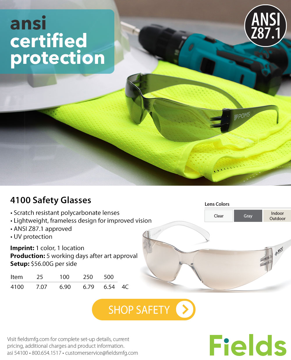 ANSI Certified Safety Glasses