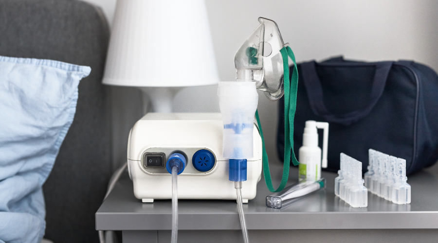 Nebulizer machine with inhaler in a residential home.