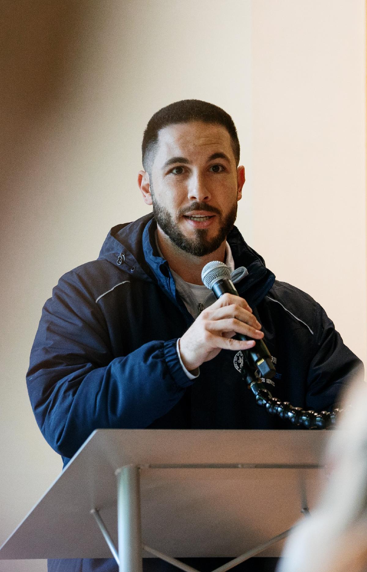 Dearborn Mayor Abdullah Hammoud addressing the party guests.