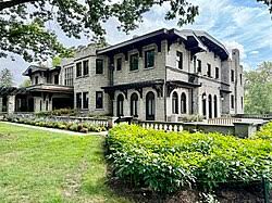 A photo of the northeast corner of Fair Lane Estate, former home of Clara and Henry Ford.