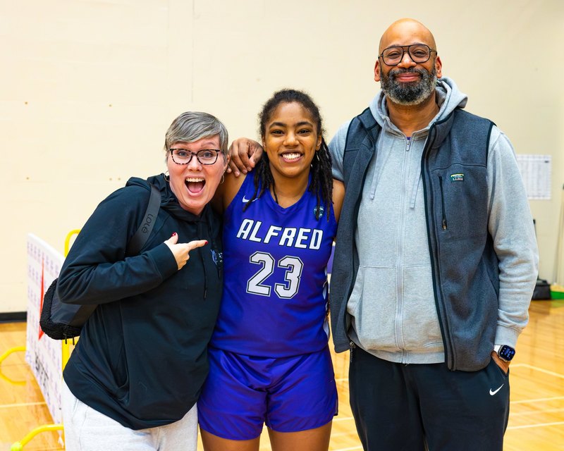 Felicia Stewart in her number 23 Alfred University jersey during her senior season