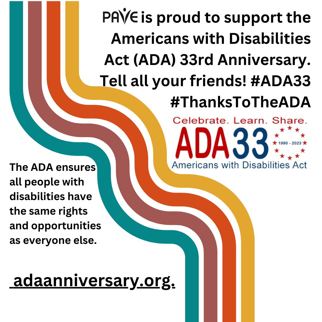 Celebrate. Learn. Share. ADA 33 (1990-2023) Americans with Disabilities Act.