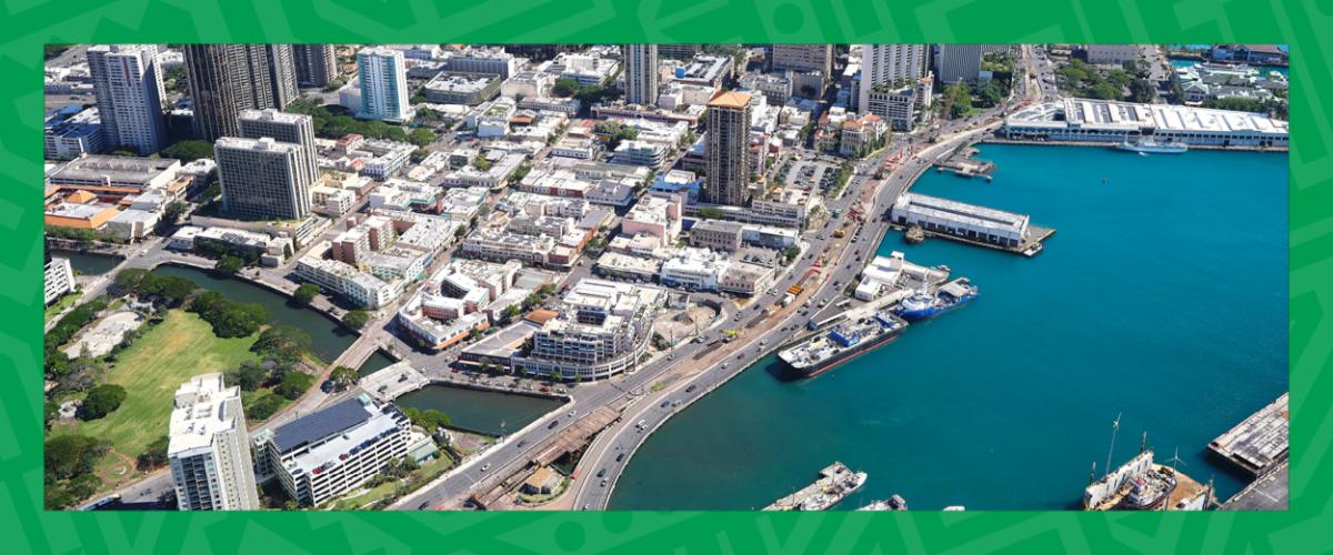 Aerial view at Chinatown/Downtown area
