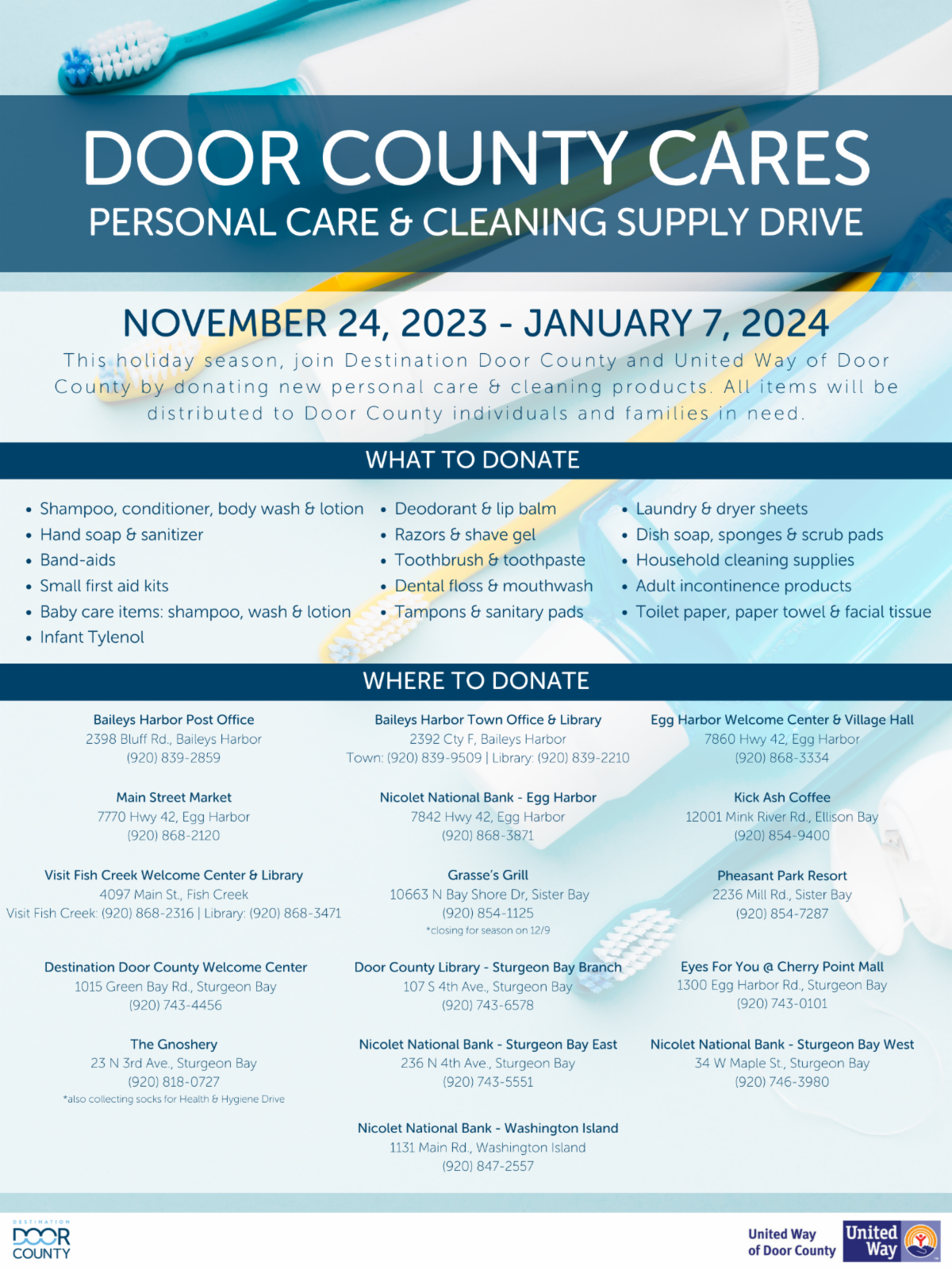 2023 Door County Cares locations