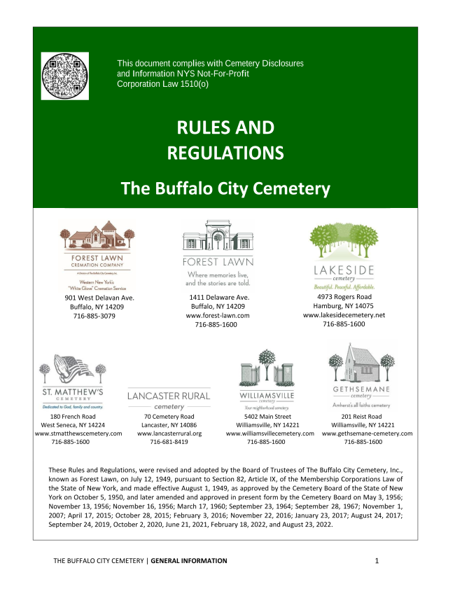 Prices, Rules & Regulations > About Us > Lakeside Cemetery Hamburg, NY