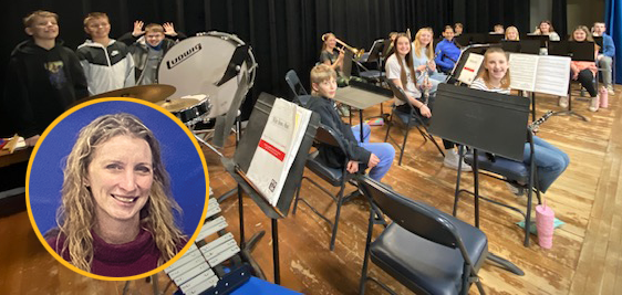 Esther with Band Students