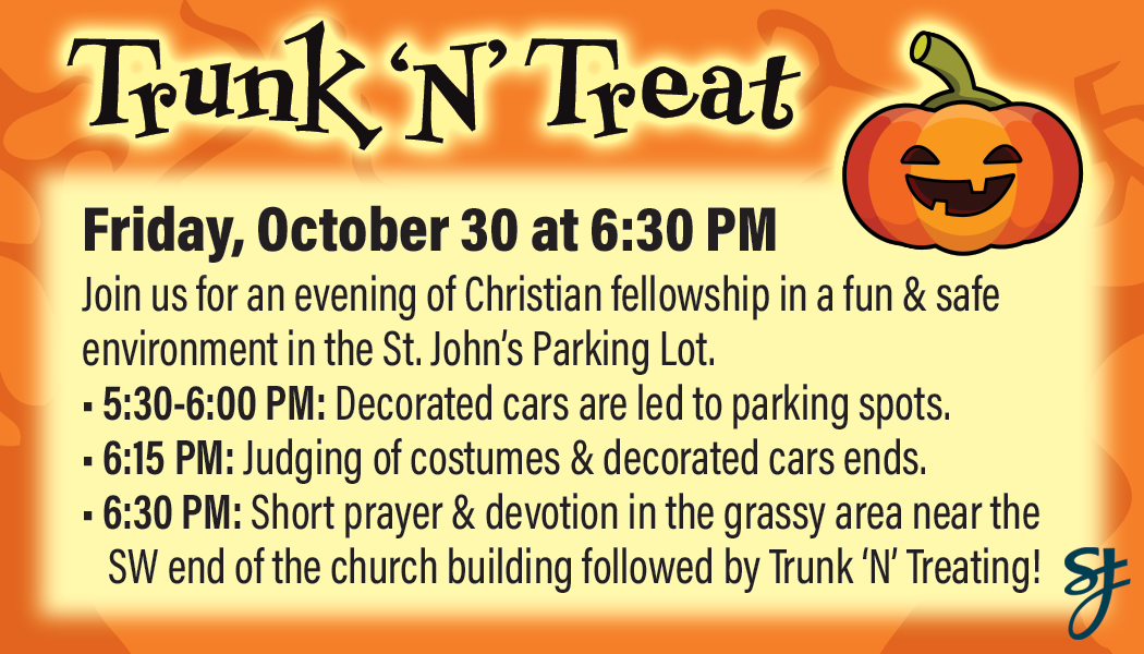 Trunk N Treat on Friday October 30