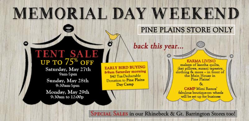 Our Memorial Day Weekend Tent Sale Starts Saturday