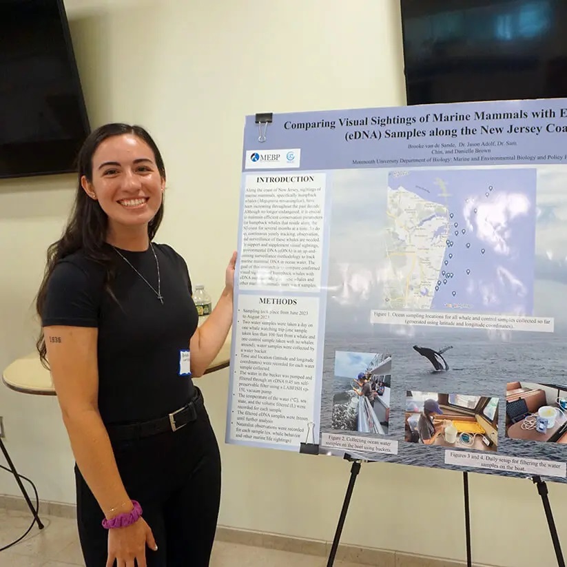 Brooke van de Sande with research poster