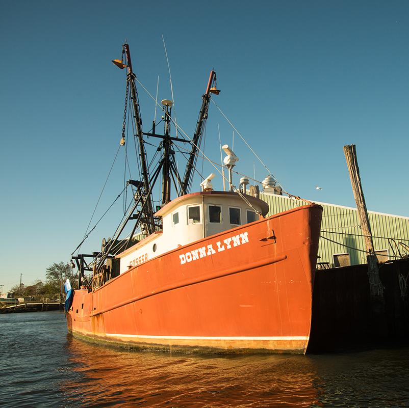 A fishing vessel docked