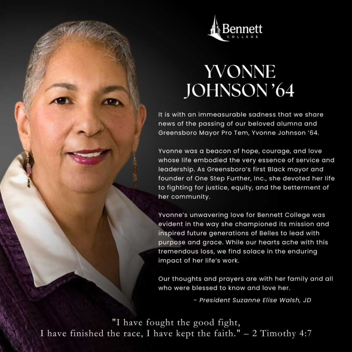 In Remembrance Of Our Beloved Alumna Yvonne Johnson ’64