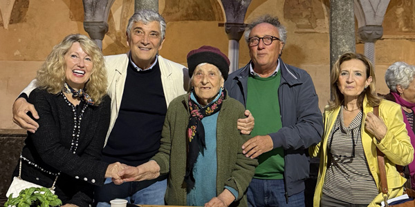 CIAO study scientists gather with an elderly resident of Cilento Italy