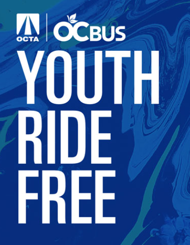 A graphic of OCTA's Youth Ride Free program