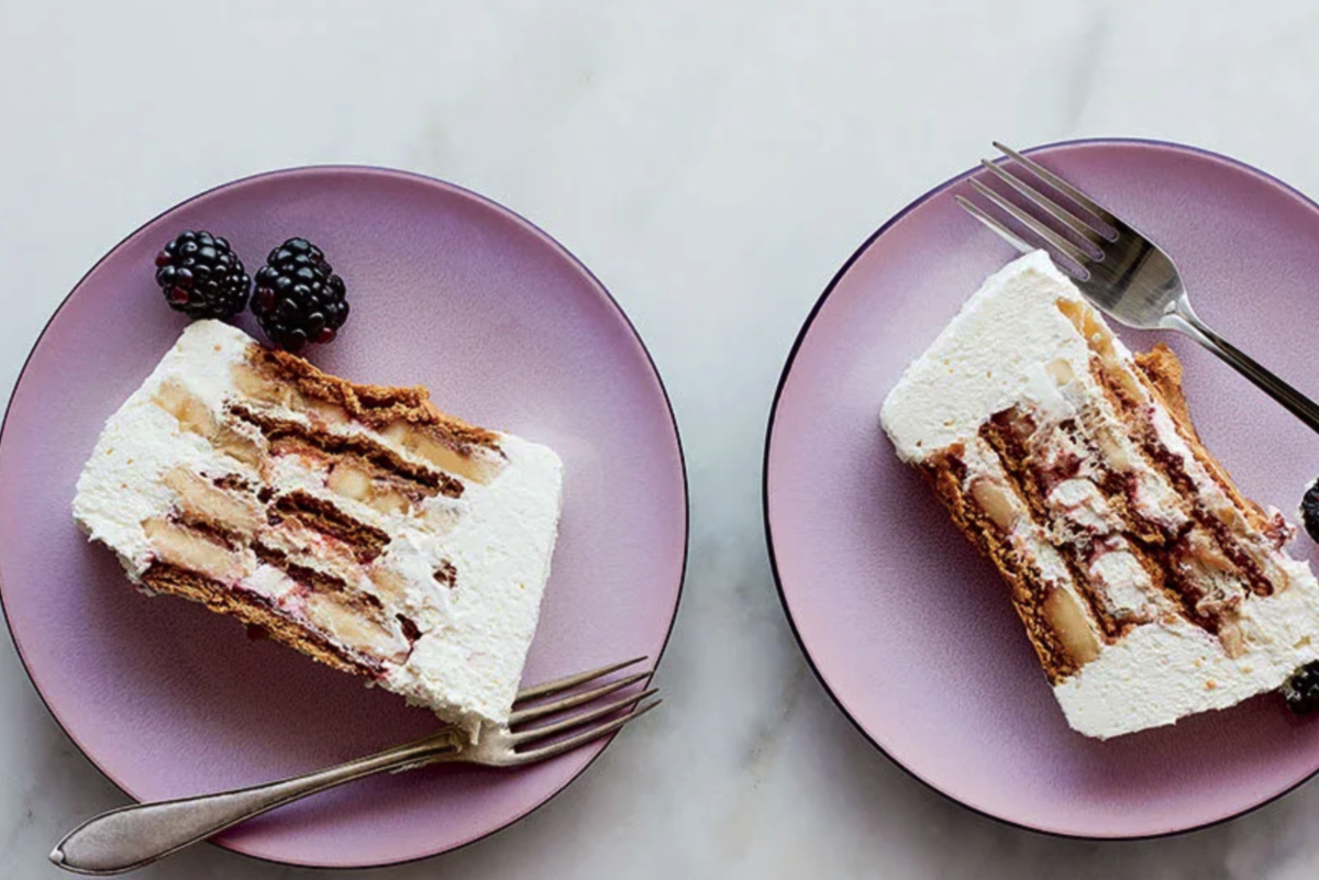 BananaRaspberry Graham Icebox Cake