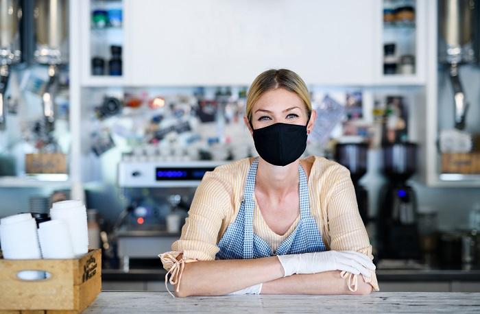 woman behind counter