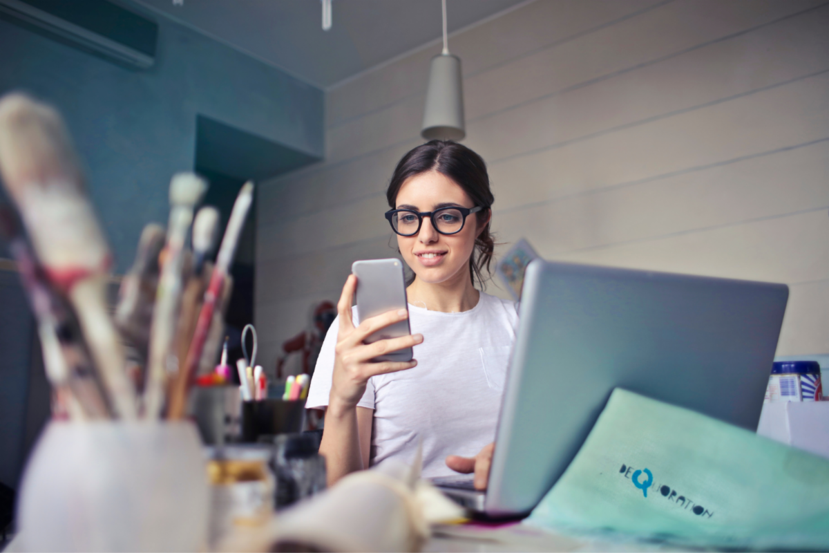 Woman looking at Phone