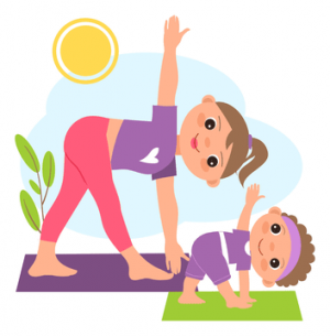 Mom and child doing yoga