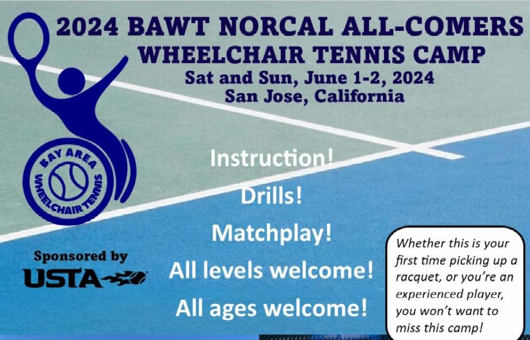 Poster for Bay Area Wheelchair Tennis Camp.