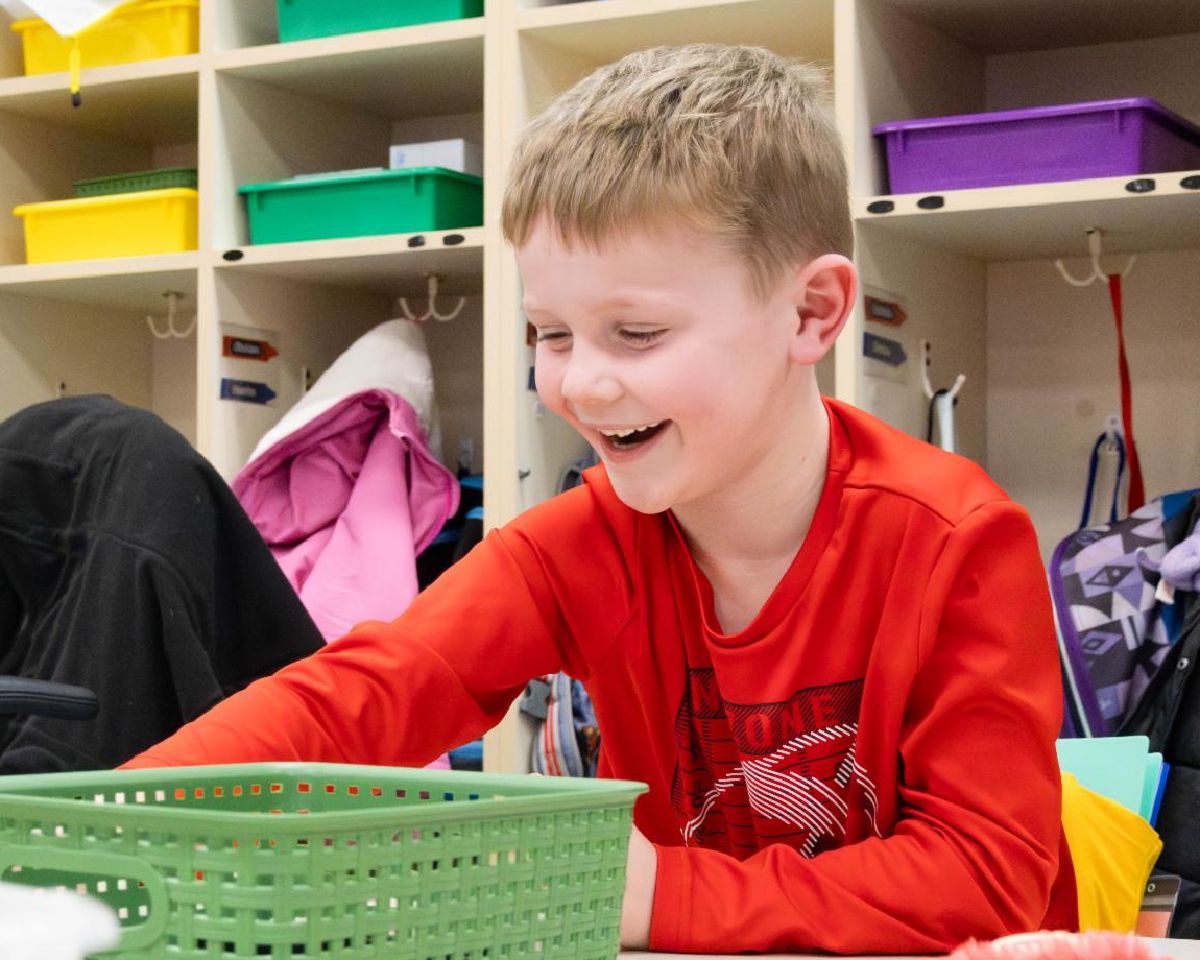 Kindergarten student smiling