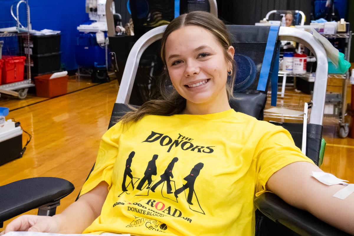 Student donates blood at NHS blood drive
