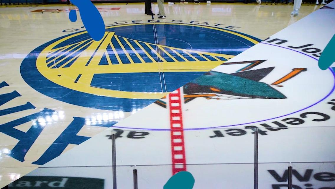Picture includes the Warriors' Court and the Sharks' Ice with a dramatic diagonal slash across it