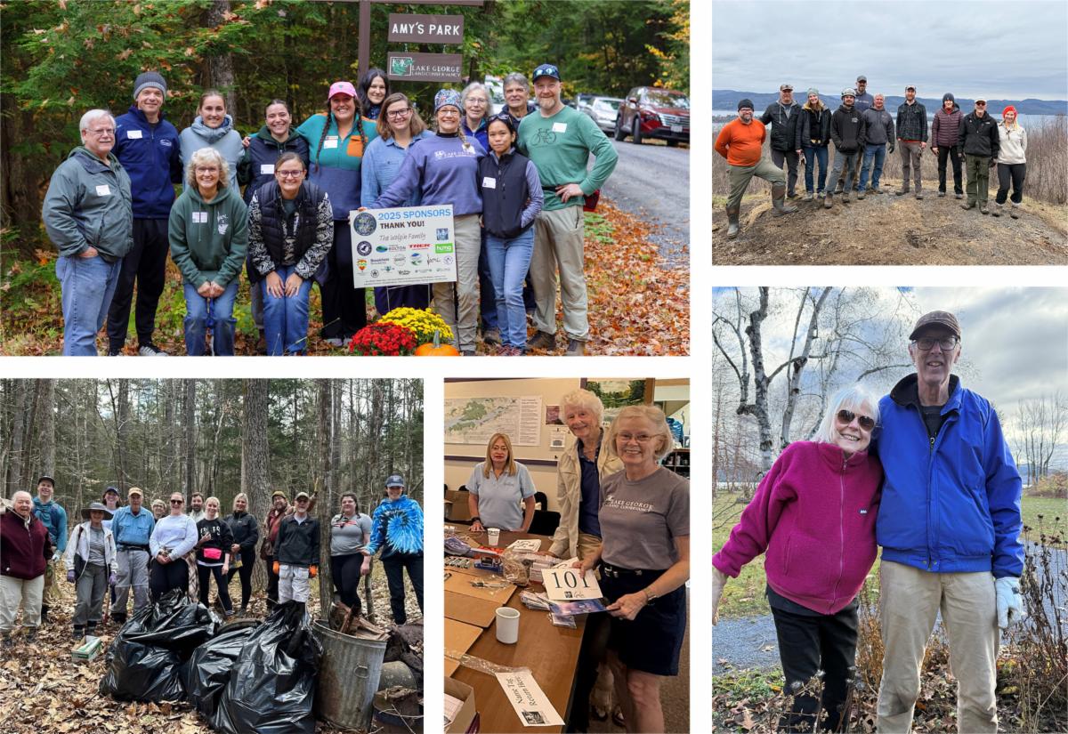 A collage of photos showing smiling people in groups.