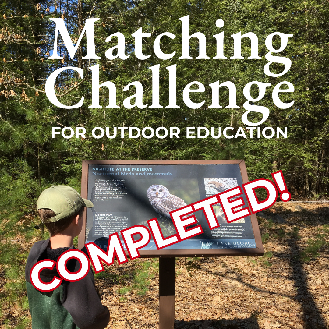 Text: Matching Challenge for outdoor education, completed!