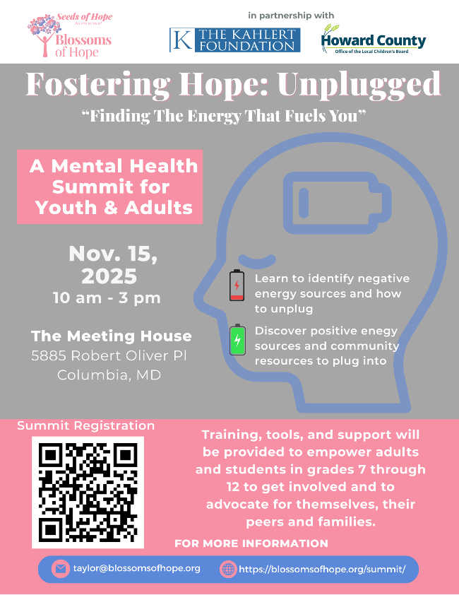 Information about Fostering Hope event with a QR code to scan to register