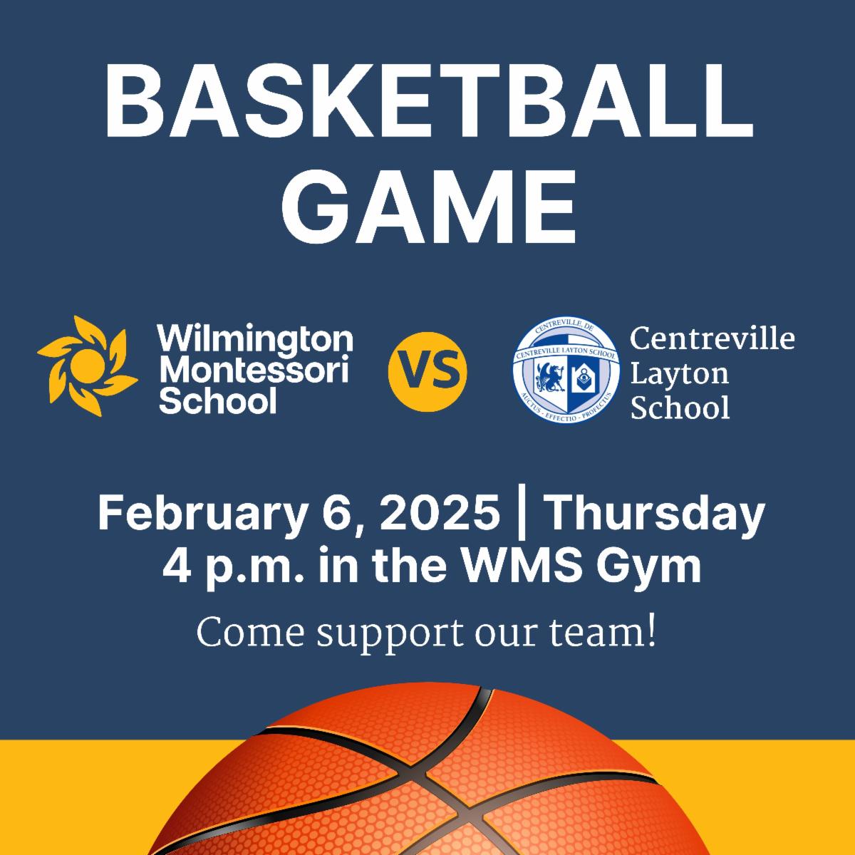 Basketball Game - WMS vs. Centreville Layton School - 4 p.m. Thursday Feb. 6 in the Gym