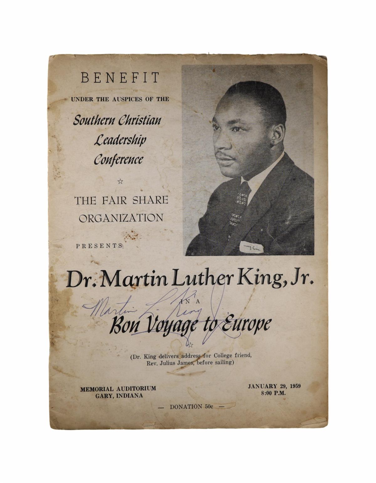 Martin Luther King Jr. signed SCLC benefit program
