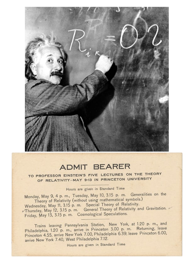 Albert Einstein Princeton lecture admission card
