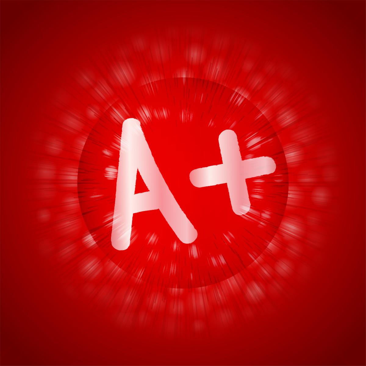 A+ grade white on red background 