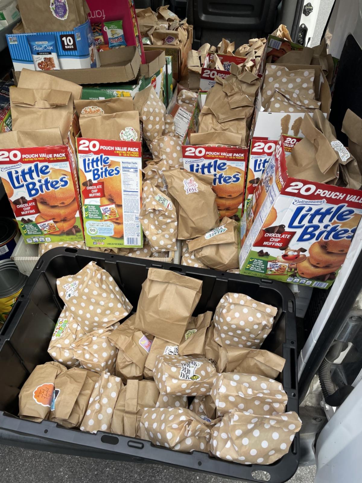 snack packs loaded for delivery to Elijahs Promise