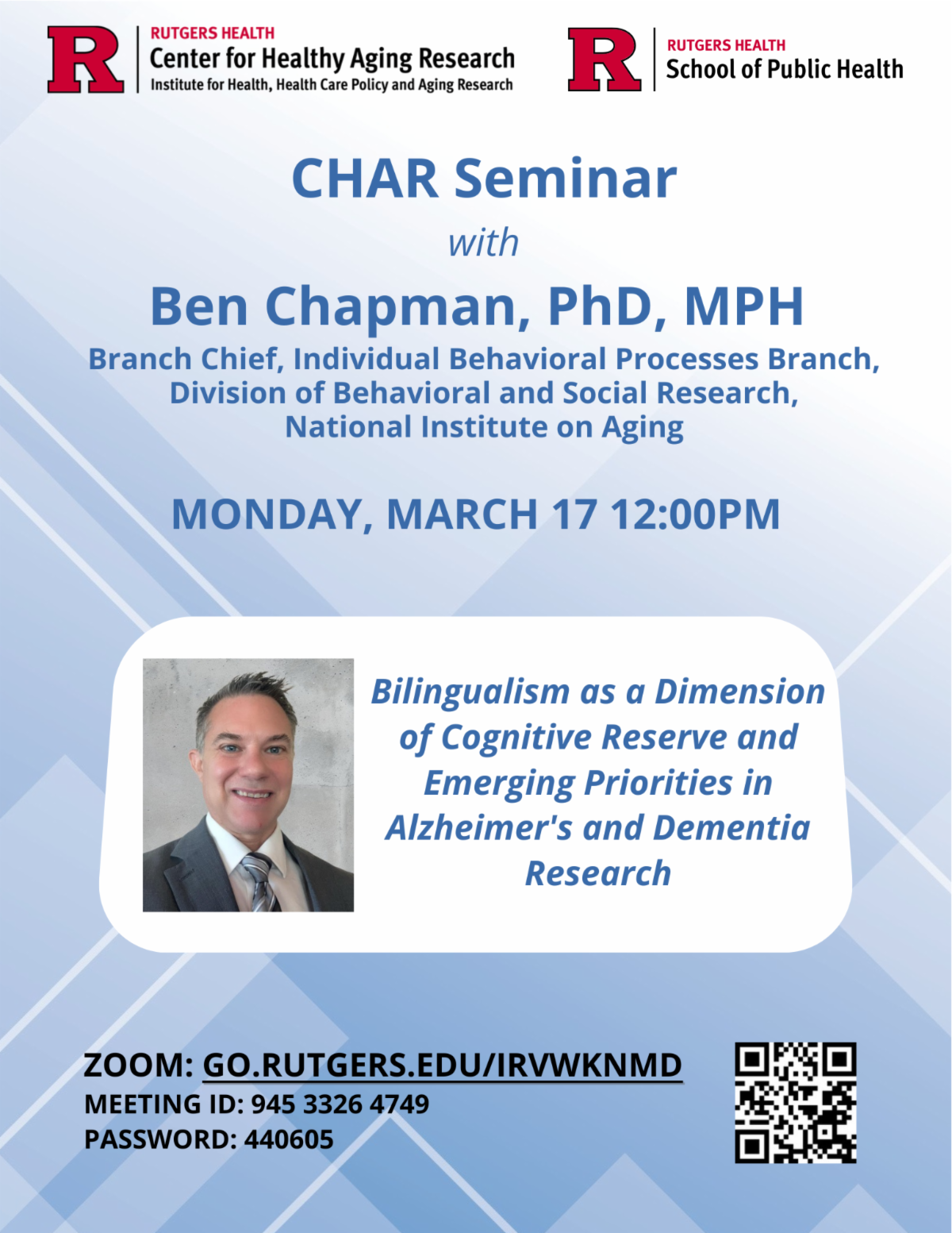 CHAR Seminar with Dr. Ben Chapman