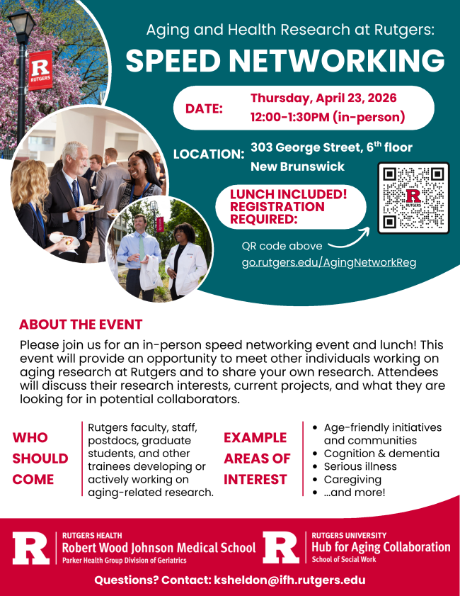 Screenshot of Aging Research Speed Networking flier for April 23 2026