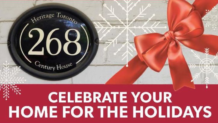 Graphic of a plaque mounted on a white background with a red ribbon to the side. Title reads Celebrate your home for the holidays.
