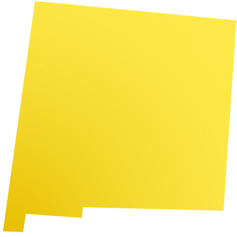 Animated outline of the state of New Mexico. A pin drops onto the location of the University of New Mexico School of Medicine. 