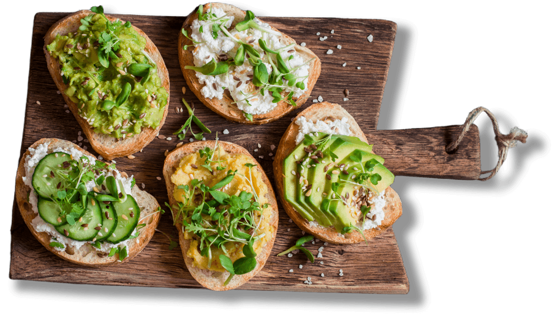 Toast topped with microgreens