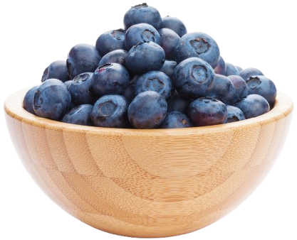 Serving of blueberries in a bamboo bowl