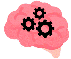 Brain with gears turning to symbolize thinking