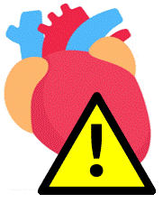 Heart overlaid with a teetering caution symbol