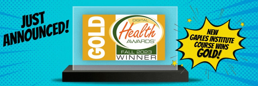 The Digital Health Gold Award with animated gold confetti falling all around it.