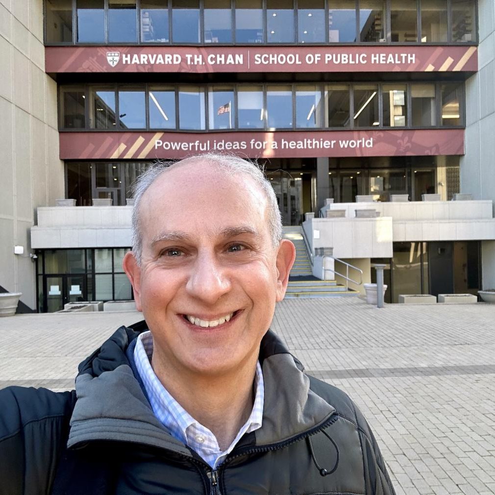 Dr. Stephen Devries in front of the Harvard School of Public Health