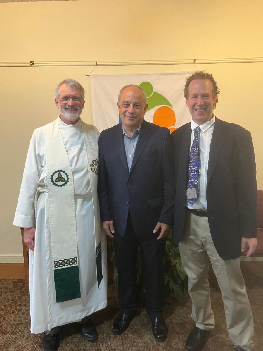 Rev. Bill Hennessy and Rabbi Lazarus-Klein with Mohammad Darawshe
