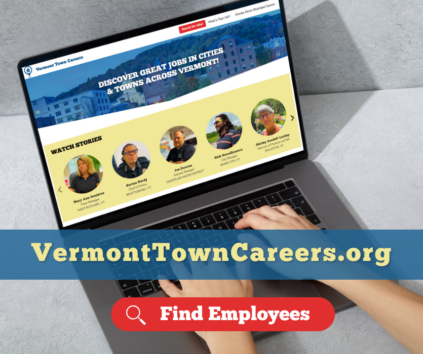 Laptop with VermontTownCareers.org on the screen