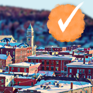 City of Montpelier in painting with check mark