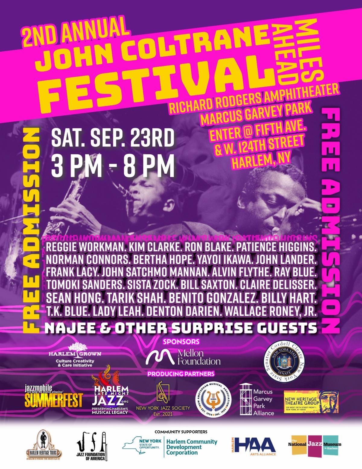 Dear Jazzmobile Fan! REMINDER THE JOHN COLTRANE MILES AHEAD FESTIVAL