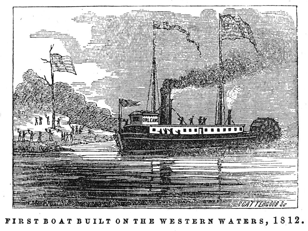 line drawing of steamboat